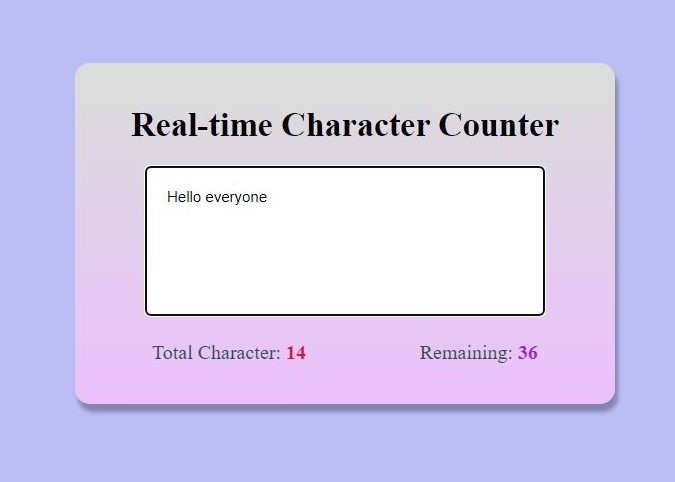 Real time character counter